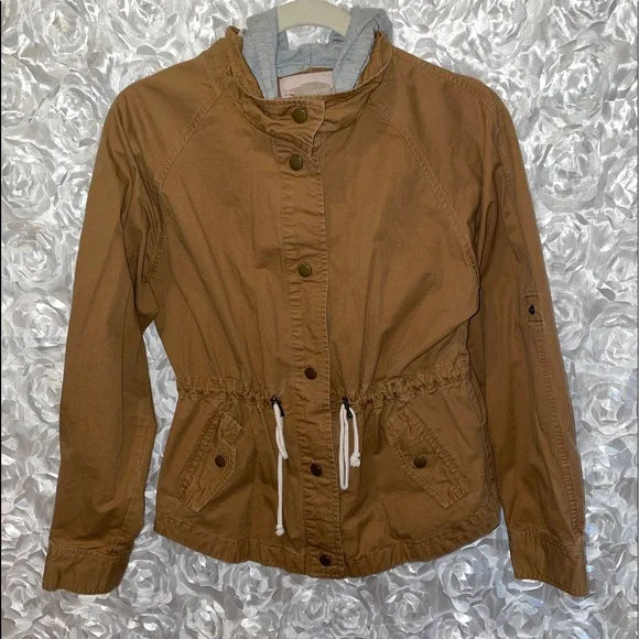 Brown Jacket with Attached Hoodie Lining - Picture 2 of 3